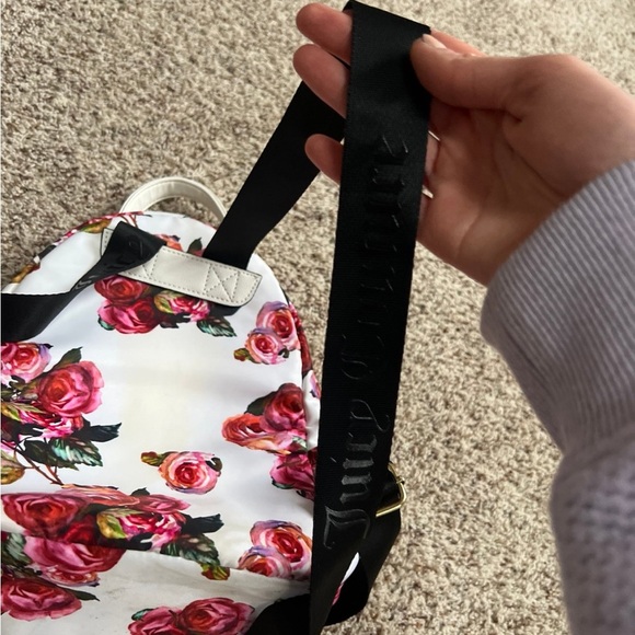Juicy Couture Floral Mini Backpack White Pink Roses Gold Hardware - Picture 12 of 12